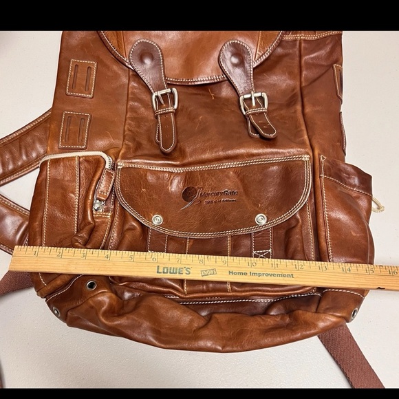 Leather Mercury Gate Barrington Collection Rucksack Backpack Brown Canvas Inside - Picture 16 of 16